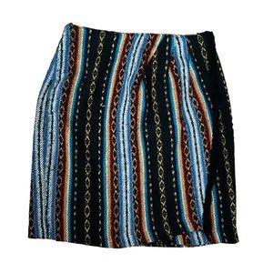 SALE VTG 90s Woven Blanket Style Fringe Wrap Mini Skirt Southwestern Boho Size 4